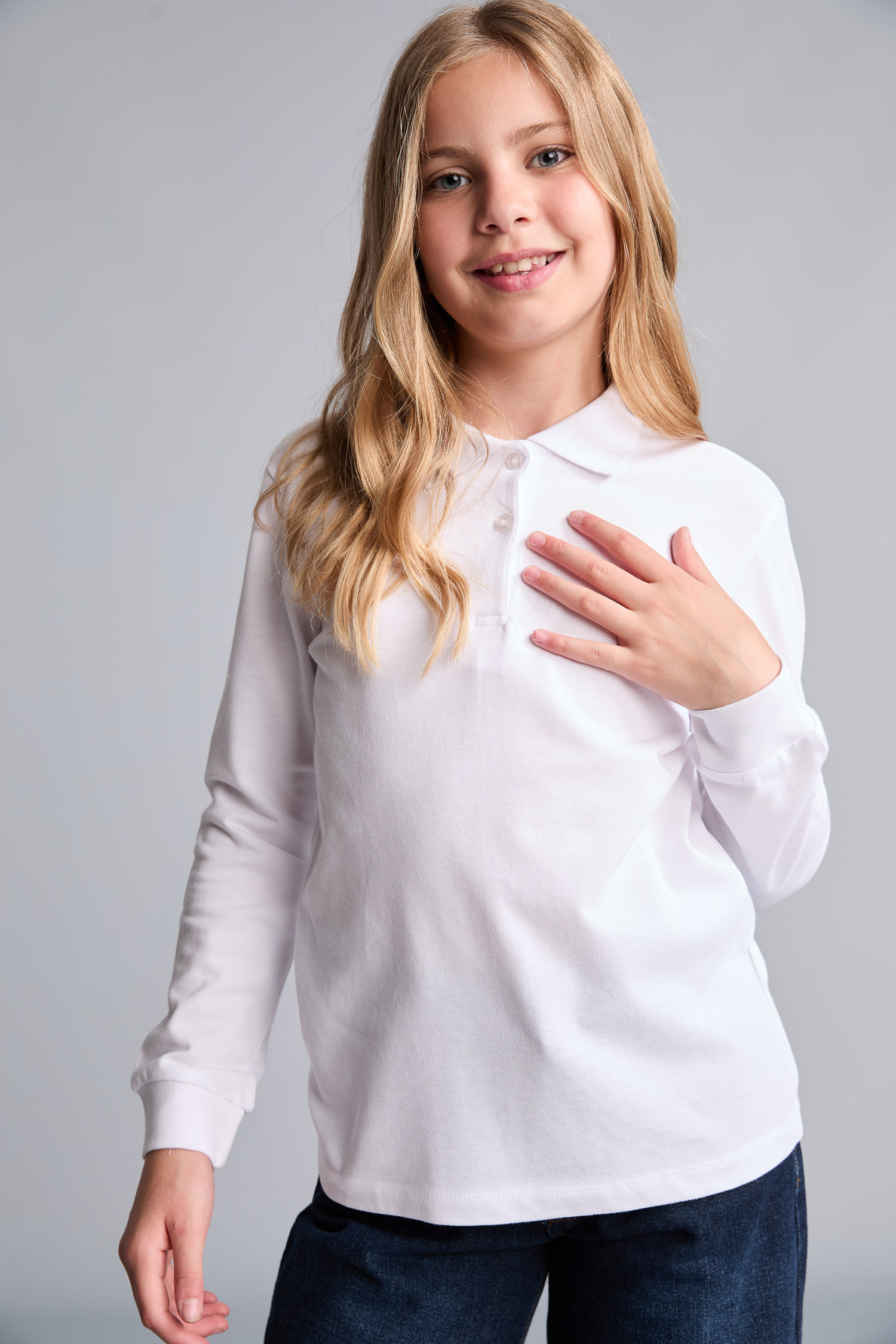 GIRLS & TEENS White Girl 100% Cotton Regular Fit Basic Polo White T-Shirt