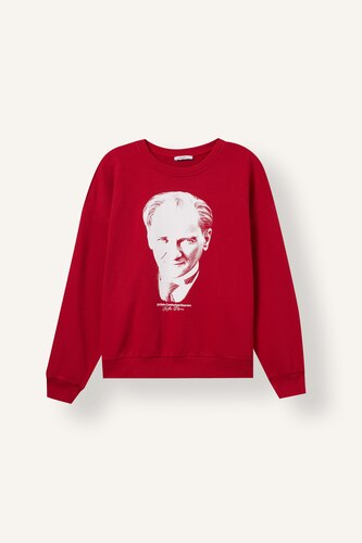 Bisiklet Yaka Atatürk Baskılı Sweatshirt