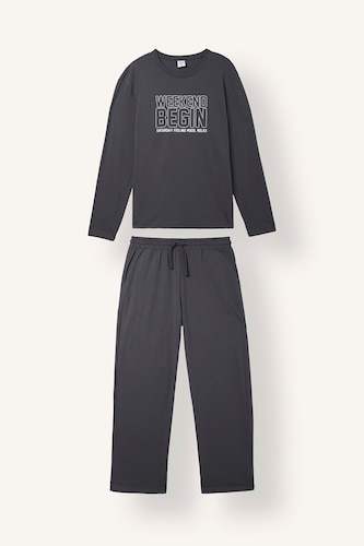 Erkek Antrasit %100 Pamuk Baskılı Regular Fit 2'li Pijama Takımı
