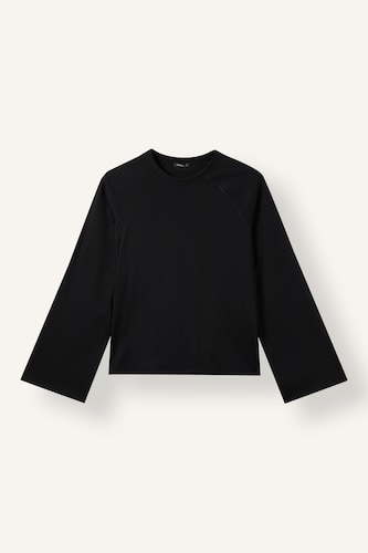 حريمي أسود Relax Fit Long Sleeve T-Shirt