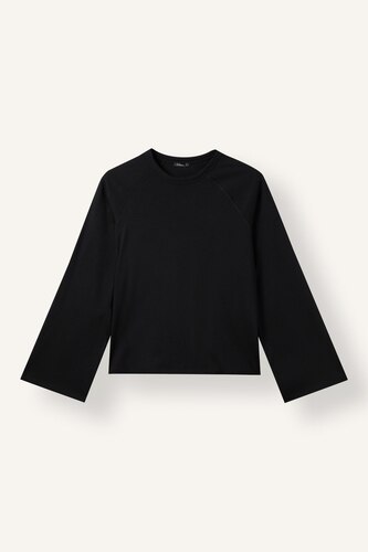 T-shirt basique à manches longues raglan 100% coton à col rond Coupe décontractée