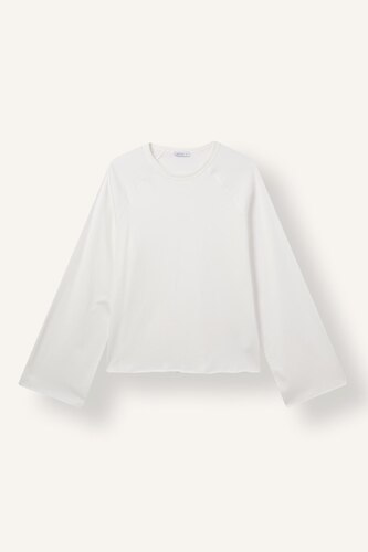 T-shirt basique 100% coton à manches longues raglan et col rond Coupe décontractée