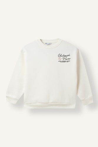 Regular Fıt Bisiklet Yaka Spor Baskılı Kalın Kumaş Sweatshirt Erkek Çocuk