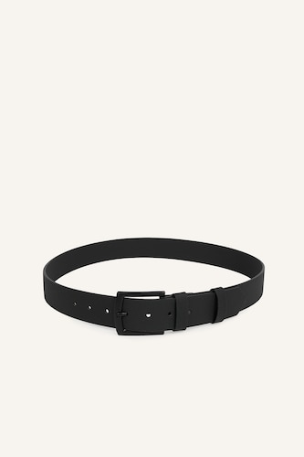 Men Black Man Rectangle Clasp Faux Leather Dual Jean Belt