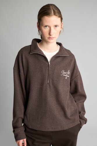 Women Light Brown Relax Fit Thessaloniki Fabric Sweatshirt
