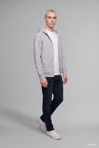 Men Dark Blue Normal Waist Pedro Slim Fit Trousers