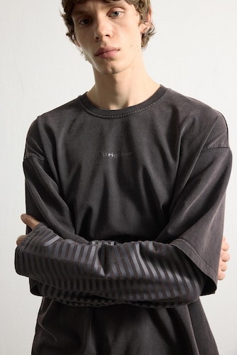 Men Anthracite Boxy Fit Long Sleeve T-Shirt