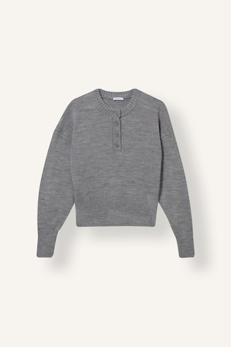 Regular Fit Düğmeli Bisiklet Yaka Basic Kazak