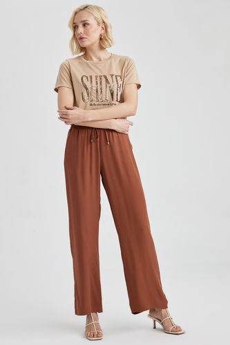 Brown High-rise twill wide-leg trousers | Toteme | MATCHES UK