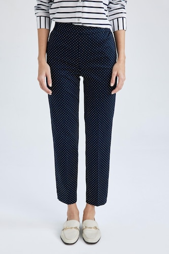Women NAVY Normal Waist Cigarette Fit Trousers