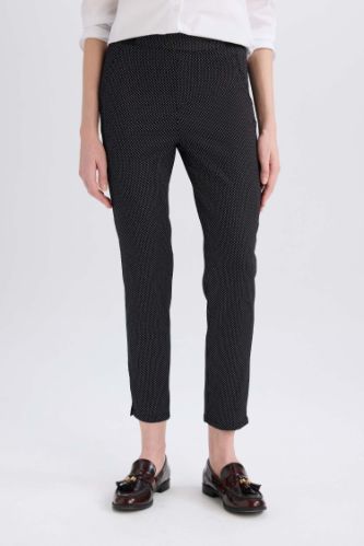 Sigaret Normal Bel Beli Lastikli Düz Paça Basic Düz Saten Kumaş Pantolon