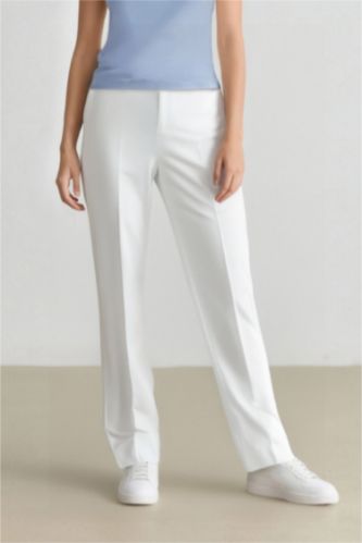 WOMAN White Normal Waist Cigarette Fit Trousers