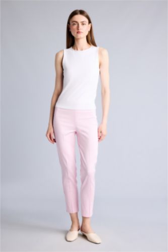 Kadın Açık Pembe Saten Düz paça Pantolon
