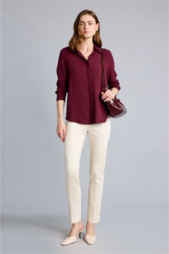 Women Light Yellow Normal Waist Cigarette Fit Trousers