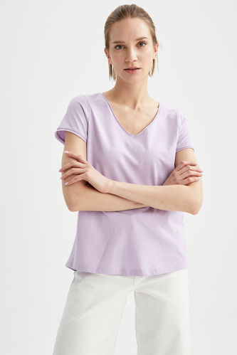 Трикотажна футболка з коротким рукавом фіолетового кольору