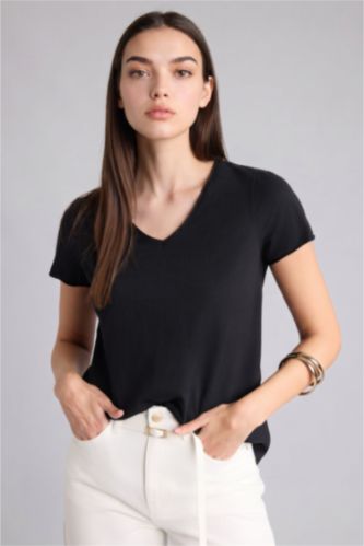 نساء أسود Regular Fit Short Sleeve T-Shirt