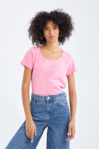 WOMAN Pink Relax Fit Short Sleeve T-Shirt