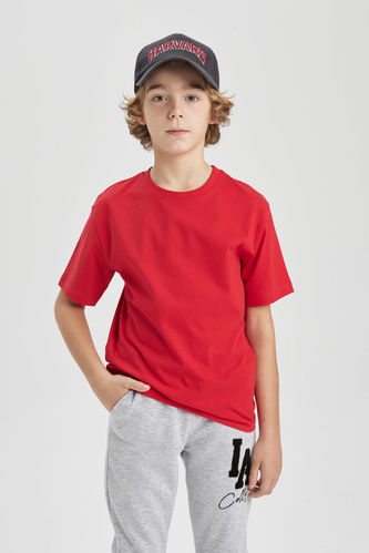 Boy Red Crew Neck T-Shirt