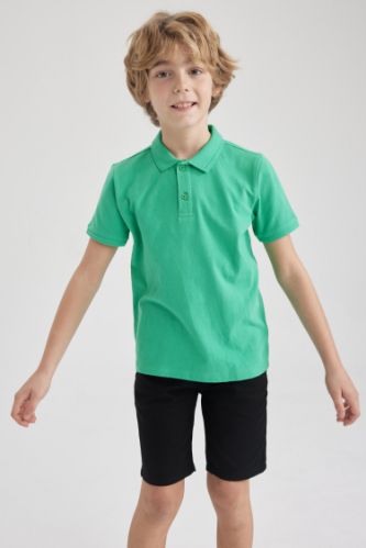 Vert GAR ONS T Shirt Manches Courtes En Piqu Col Polo Pour