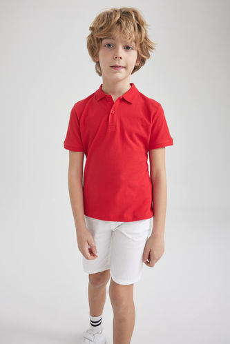 Boy Pique Red Short Sleeve Polo T-Shirt