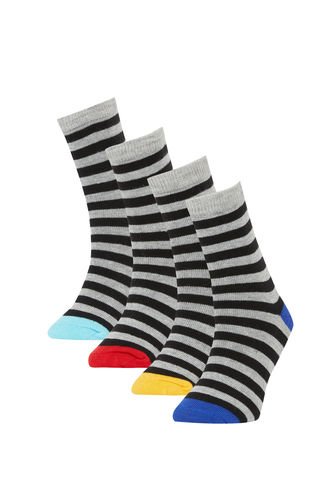 Erkek Çocuk Çizgili 4'lü Soket Çorap