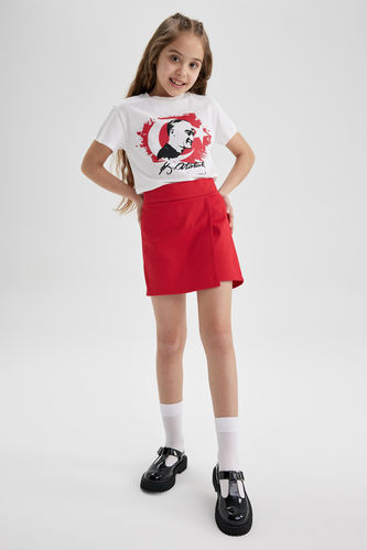 Girl Child Red Shorts Skirt Socks 2-Pack Set