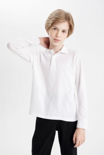 White Boys & Teens Boy Basic Long Sleeve Button Down Shirt 2030259 | DeFacto