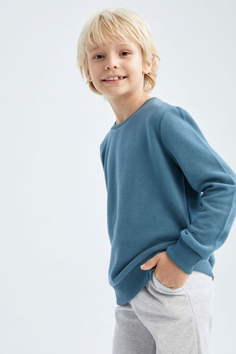 Boy Basic Long Sleeve Crew Neck Sweater