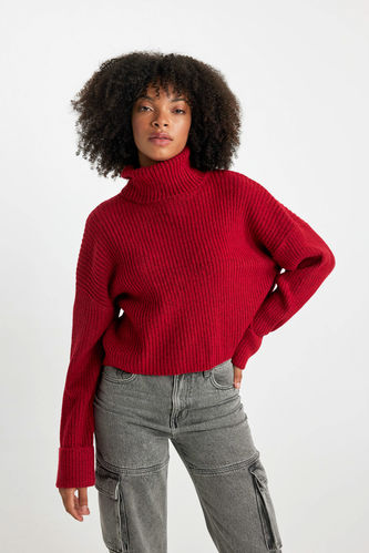 Oversize Fit Turtleneck Knitwear Pullover