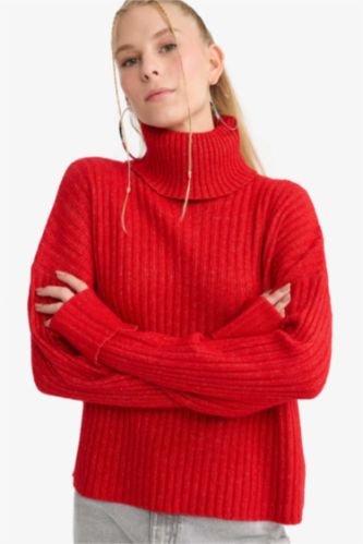 Oversize Fit Turtleneck Pullover