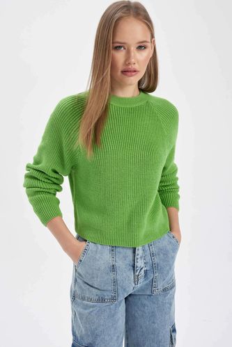 Пуловер стандартного крою з круглим вирізом трикотажний для жінок