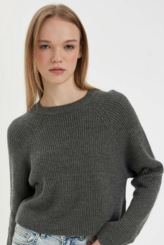 Coool Regular Fit Bisiklet Yaka Basic Düz Triko Kazak