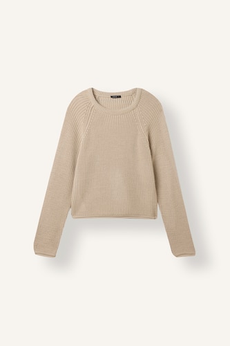WOMAN Beige Regular Fit Crew Neck Knitted Sweater
