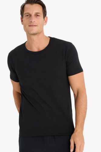 Slim Fit Dar Kesim Bisiklet Yaka Kısa Kollu Üst