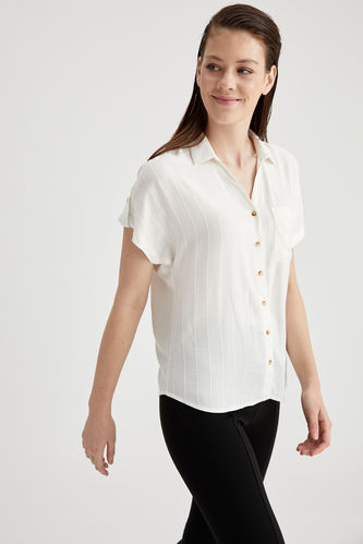 Рубашка с коротким рукавом стандартного кроя с коротким рукавом dobby для женщин