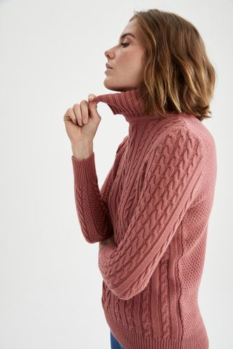 Textured Turtleneck Relax Fit Knitwear Sweater