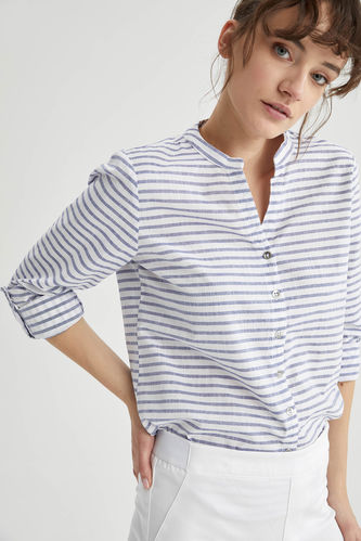 Striped Judge Collar Relax Fit Shirt