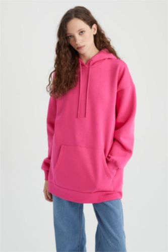 FEMME Rose Sweat Ample À Capuche Manches Longues