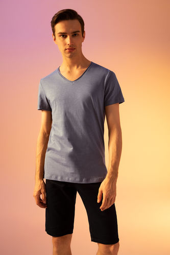 Slim Fit V-Neck Basic Short Sleeve T-Shirt