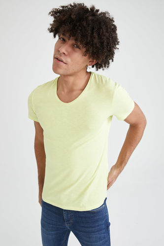 Slim Fit Basic V-Neck Short Sleeve T-Shirt