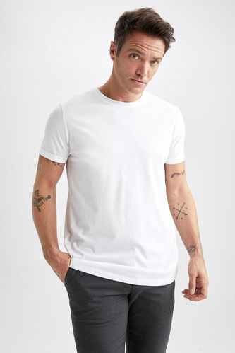 Long Fit Crew Neck Short Sleeve Knitted T-Shirt