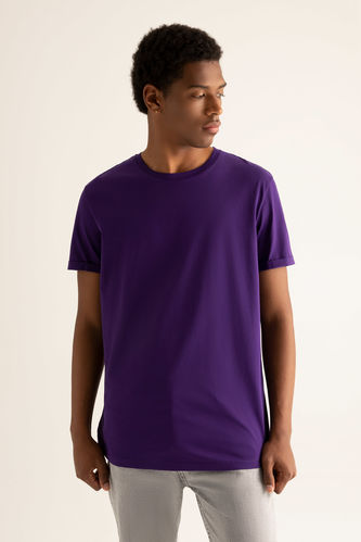 Long Fit Basic T-Shirt  aus Baumwolle
