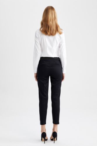 Black satin skinny top trousers womens