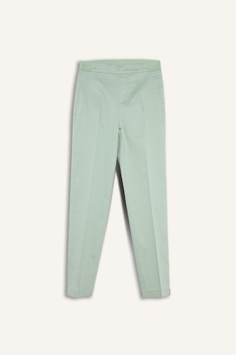 Cigarette Elastic Waist Satin Trousers