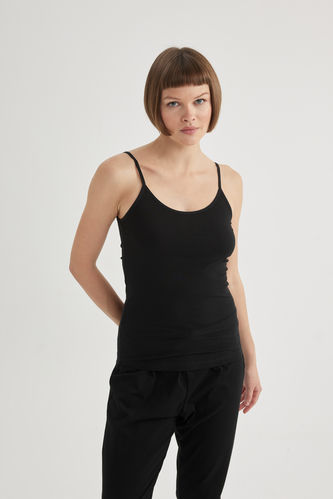 Fall in Love Cotton Strappy Black Undershirt