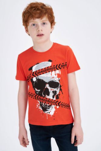 Red BOYS & TEENS Boy Printed Short Sleeve T-Shirt 1214833 | DeFacto