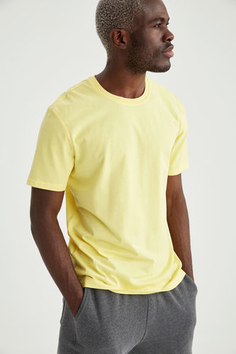 T-shirt basique en coton à col rond à manches courtes
