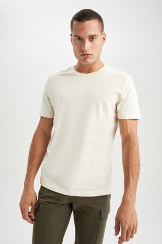 Regular Fit Basic T-Shirt mit Rundhalsausschnitt