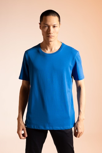 رجال أزرق فاقع Regular Fit Short Sleeve T-Shirt