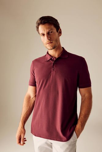 Regular Fit Polo Neck Basic Short Sleeve T-Shirt